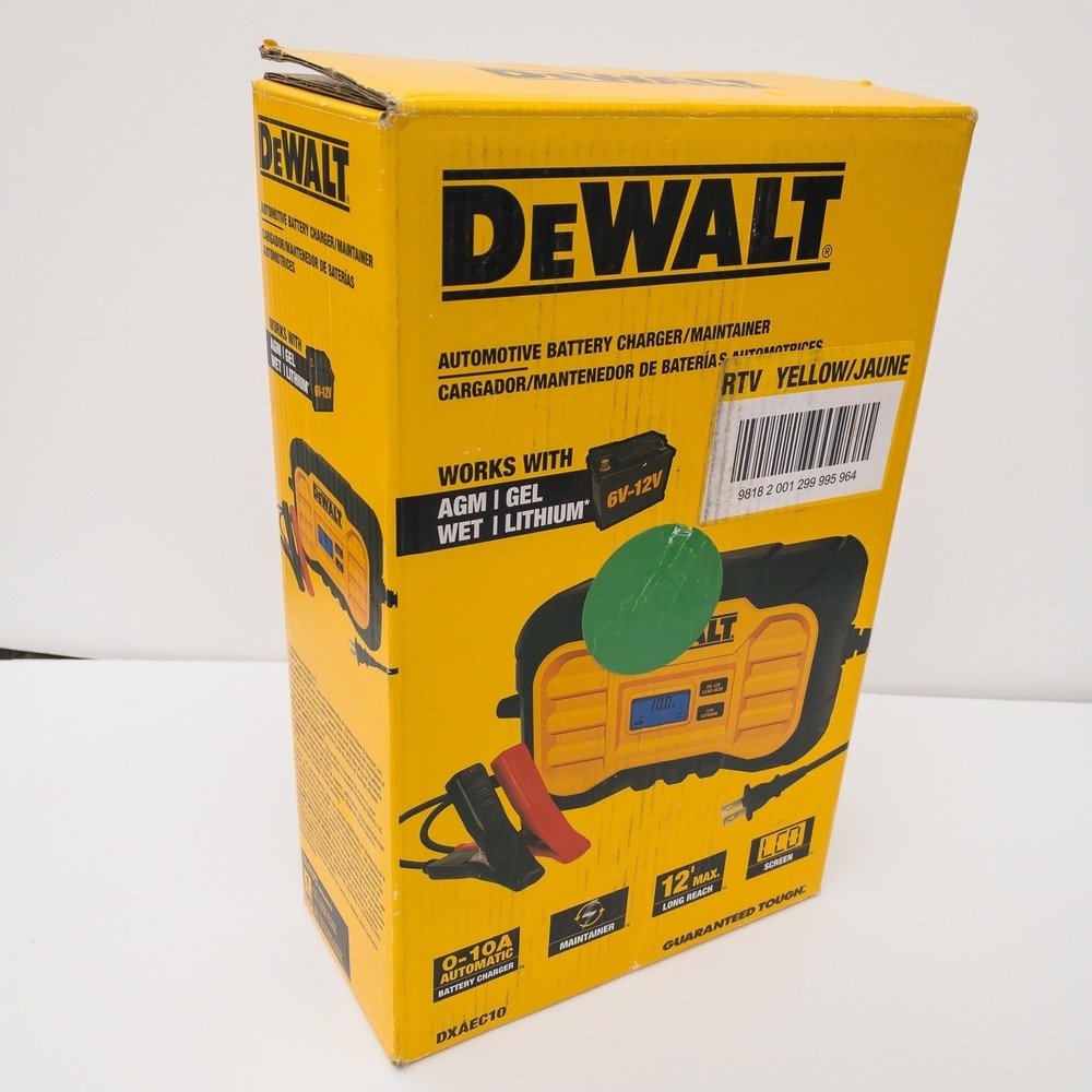 DEWALT DXAEC10 Battery Charger Maintainer Yellow 6V 12V 10A Lithium